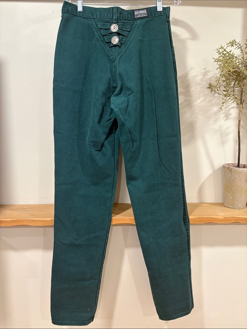Vintage RoughRider Green High Rise Western Jeans, Size 12/14